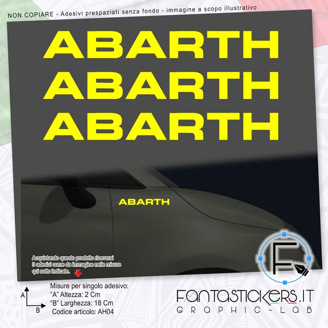 3x Adesivo Abarth Logo Dritto 500 595 695 Biposto - Auto Tuning Sticker AH04-7