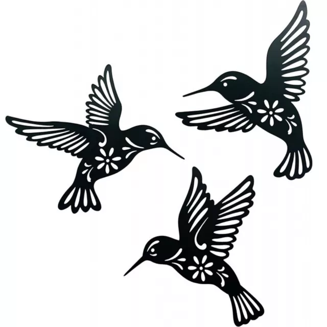 Set di 3 decorazioni da parete arte colibrì acrilico design moderno nero concis
