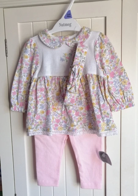 Nutmeg Baby Girls Floral 3 Piece Outfit Age 3-6 Months