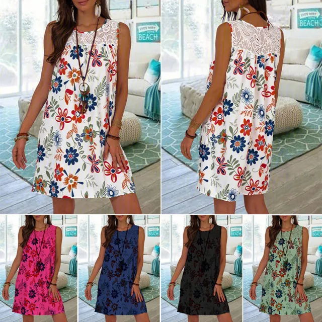 Abito Con Stampa Floreale Da Donna Boho Beach Mini Abito Estivo Casual Da -