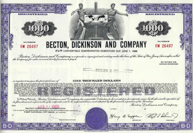 Becton, Dickinson and Company, 1969, 4 1/8% Debenture due 1988 (1.000 $)