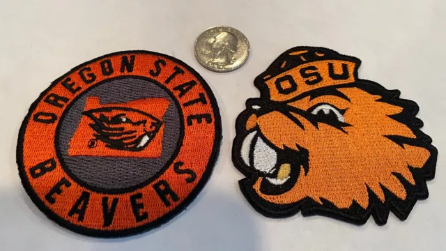 (2)-OSU Oregon State Beavers vintage Style Embroidered Iron On patches Awesome!