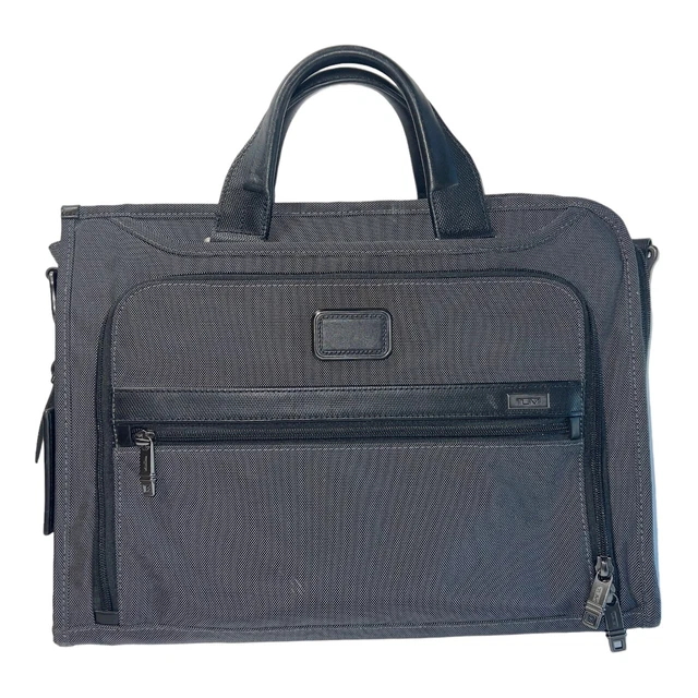 Tumi Alpha 2 Slim Deluxe Portfolio Gray Business Briefcase 26110PW2