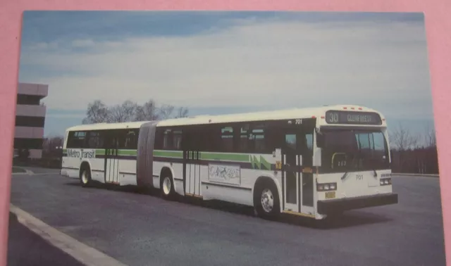 Metro Transit Halifax Nova Scotia Articulated Bus No 701 in 1992 Bus Postcard