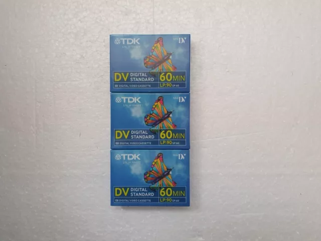 lot of 3 Mini DV Cassette TDK 60 - MiniDV New & Sealed