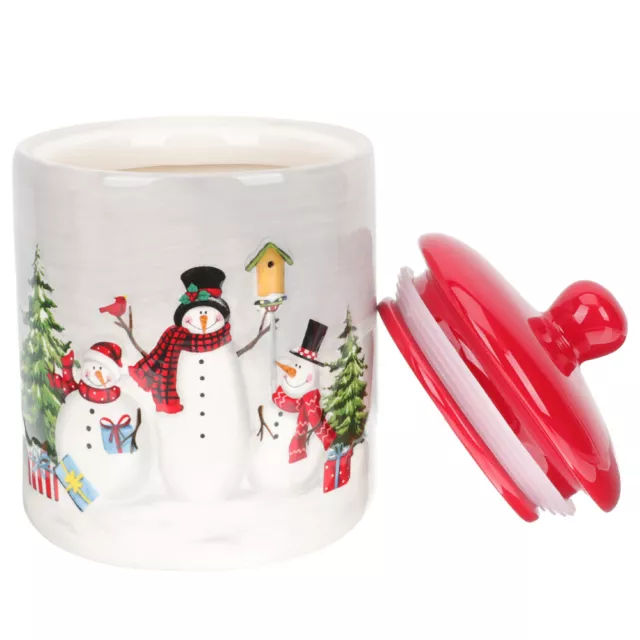 Snowman Cookie Jar with Lid - Christmas Ceramic Treat Container