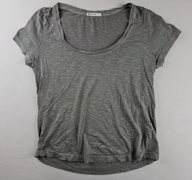 Marine Layer Womens Small Scoop Neck Short Sleeve T-Shirt Gray Cotton Modal