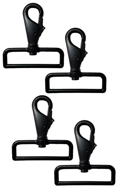 4 Black Metal 2" Swivel Eye Sling Spring Snap Carabiner Clip Clasp Hooks