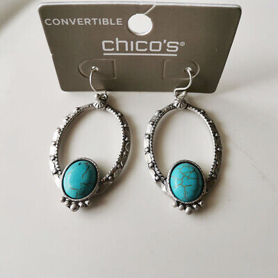 New Chicos Floral Reversed Drop Earrings Gift Vintage Lady Party Holiday Jewelry