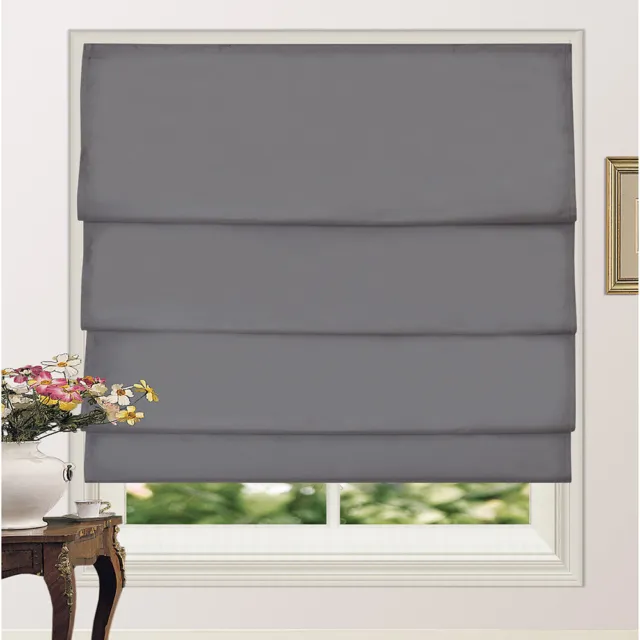 Pleated Roman Shade Blind 100% Blackout Microfiber Coated 4Colors
