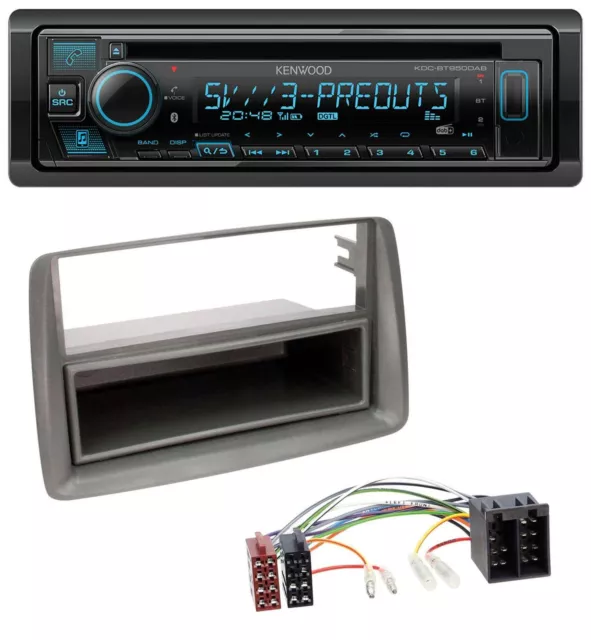 Kenwood DAB CD USB MP3 Bluetooth Autoradio für Fiat Panda (169 2003-2012) grau