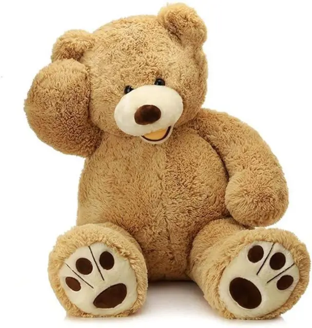 Morismos Giant Teddy Bear with Big Footprints Plush Stuffed Animals Light Brown