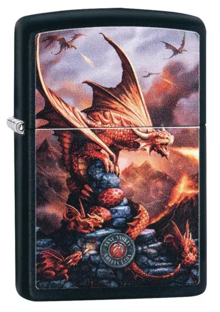 Zippo Windproof Lighter ANNE STOKES RED DRAGON Black Matte NEW IN BOX FAST POST