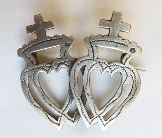 broche coeur de Vendée mariage argent 19e s normand régional silver heart brooch
