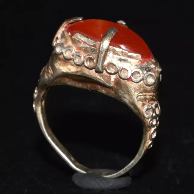 Genuine Ancient Roman Gold Ring with Carnelian Stone Bezel Circa 1st Century AD