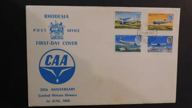 1966 Rhodesia PO FDC Cover From Salisbury No Address Central African Airways