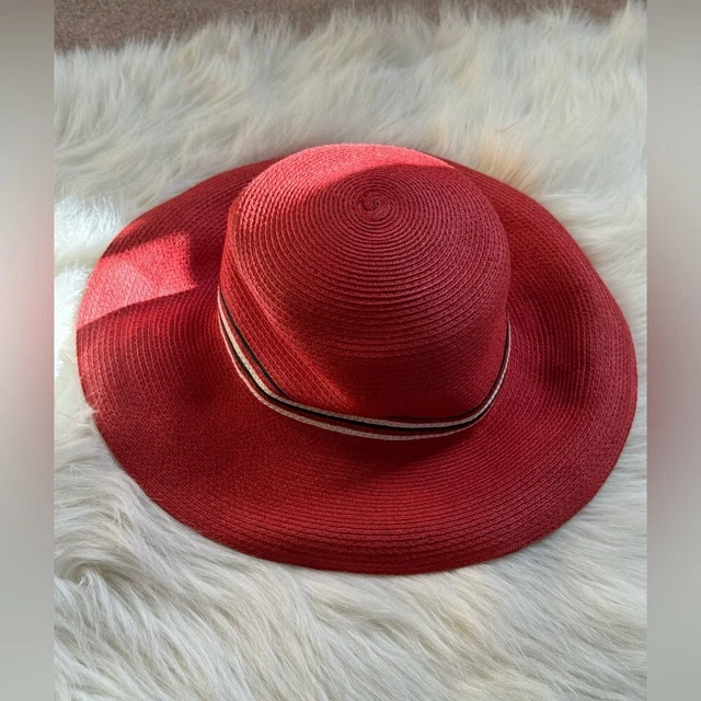 Vintage Daniele Meucci Red Stripes 100% paper straw hat Made in Italy Wide Brim Daniele meucci made in - Gem main image 3