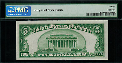 1934A $5 Silver Certificate FR-1651* - Star Note - Graded PMG 66 EPQ 2
