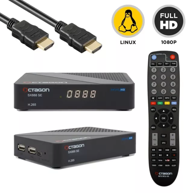 Octagon SX888 SE V2 Full HD Kartenleser USB 2.0 HDMI LAN IP-Receiver Schwarz