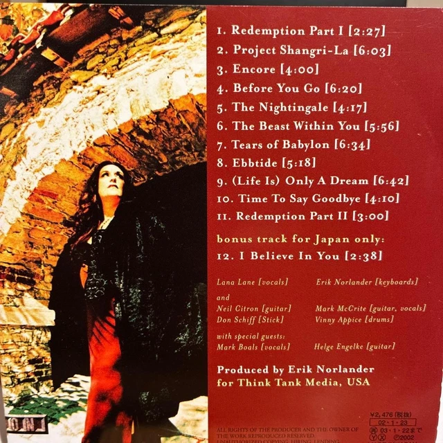 JAPAN EDIT. LANA Lane Project Shangri-La CD Obi Symphonic Rock Album ...