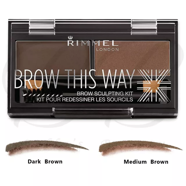 RIMMEL London Brow This Way Eyebrow Powder Sculpting Kit - DARK & MEDIUM BROWN