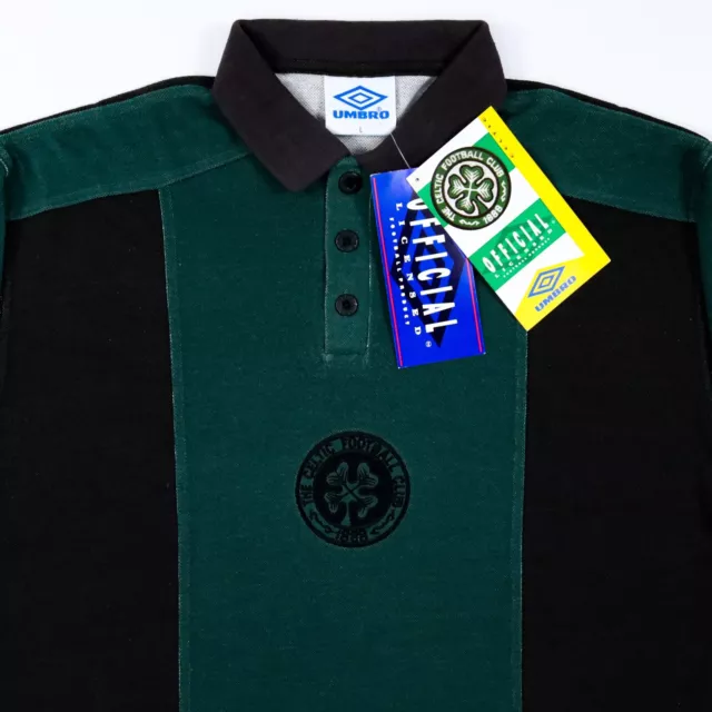 Celtic Fc 90'S Polo Piqué L/Xl Shirt New Bnwt - Maglia Vintage Umbro Nuova Neuf