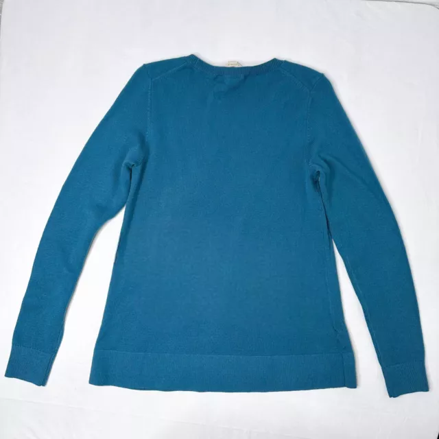 Ann Taylor LOFT Sweater Women’s XS Teal Blue Wolf Stars Crew Pull Over Adorable 2