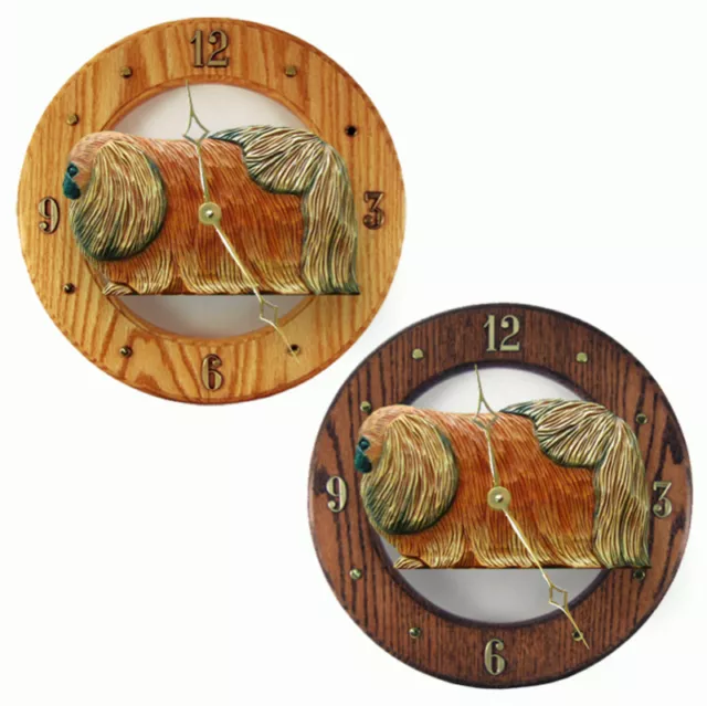 Pekingese Wood Clock Red