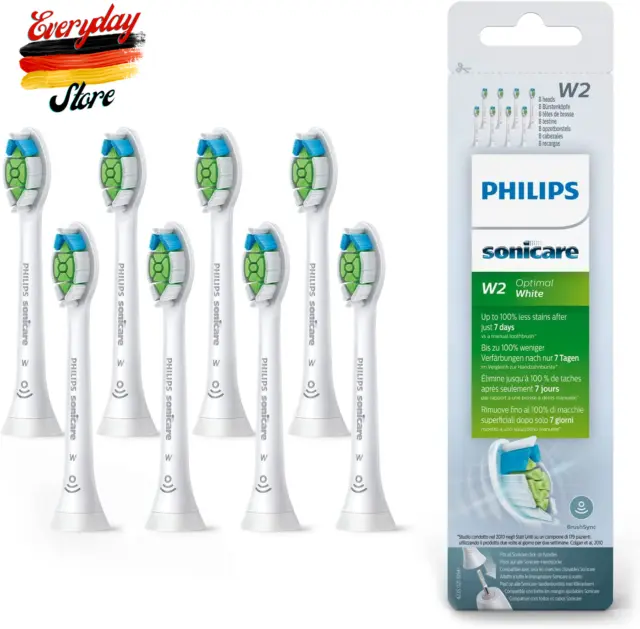 Cabezales de cepillo de dientes acústicos estándar Sonicare Original W2 Optimal White - Paquete de 8 en