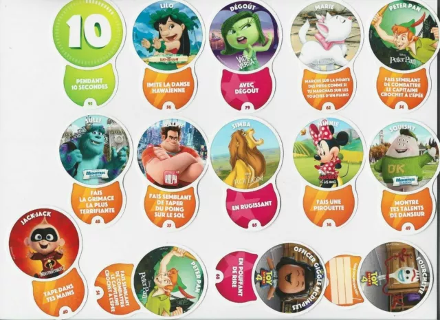 lot de 19 jetons Disney Les défis Auchan 2019 TBE 