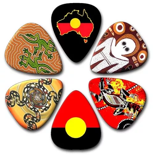 6 ABORIGINAL ~ Guitar Picks ~ Plectrums ~ Plectra ~ Printed Both Sides