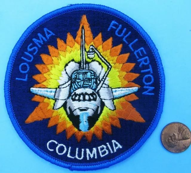 NASA cloth back PATCH vtg Space Shuttle Columbia STS-3 - LION Brothers Lousma 4"