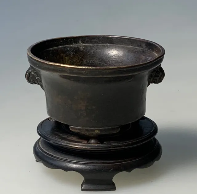 Small Antique Chinese China Ming Bronze Xuande Period Censer Incense Burner 15 C