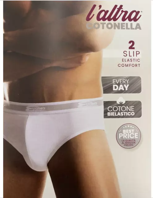 6 Pezzi Slip Uomo Cotonella Art. 2383 In Cotone Elasticizzato Taglie 3-4-5-6-7-8