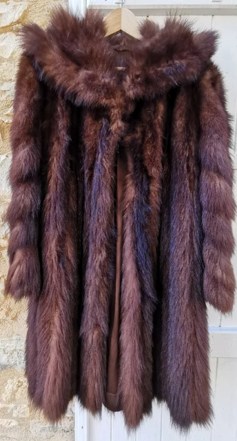 MANTEAU EN FOURRURE véritable vintage – fourrure naturelle marron | Coupe ample EUR 85,00 - FR