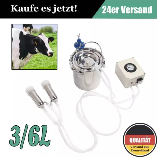 Elektrische Melkmaschine Kit, tragbare 3/6L Edelstahl Vakuumpumpe Melkmaschine