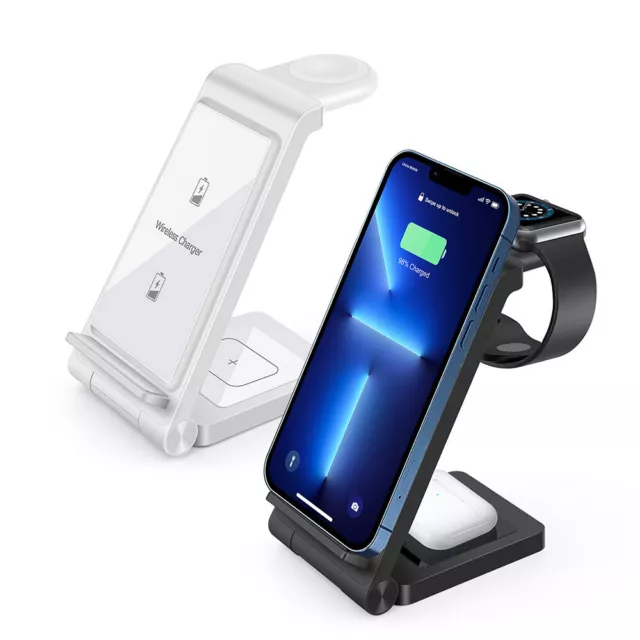 3in1 15W  Wireless Ladegerät Dock Stand für Apple Watch iPhone 14 Pro Max 13