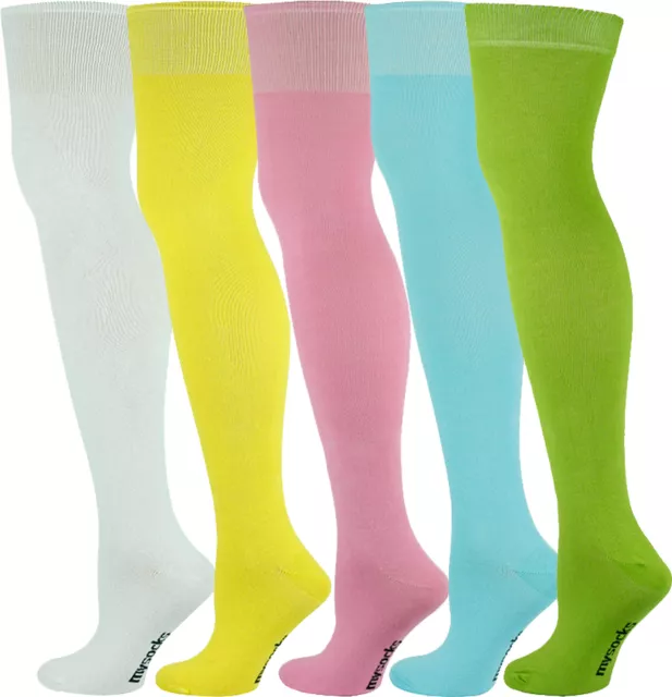 Mysocks 5 Paia Calze sopra il Ginocchio Tinta Unita