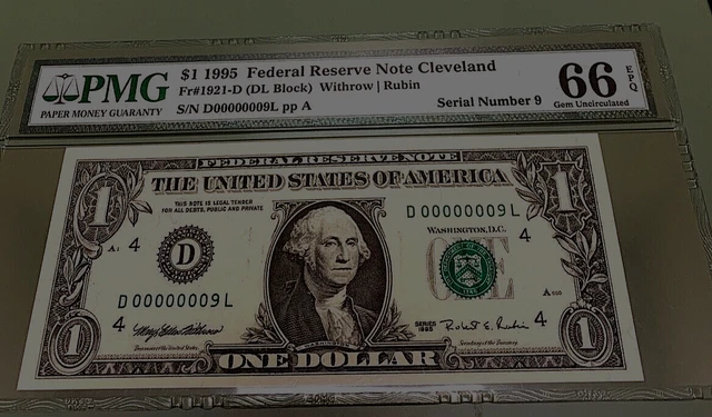 us currency fancy serial numbers FR#1921-D  (DL BLOCK) WITHROW / RUBBIN