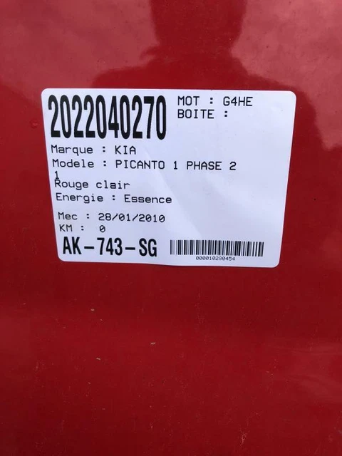 Retroviseur droit KIA PICANTO 1 PHASE 2 1.0i - 12V /R:58103779