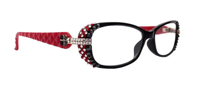 Glamour Quilted, (Bling) Reading Glasses For Women W (Hematite, Clear, siam) Gen