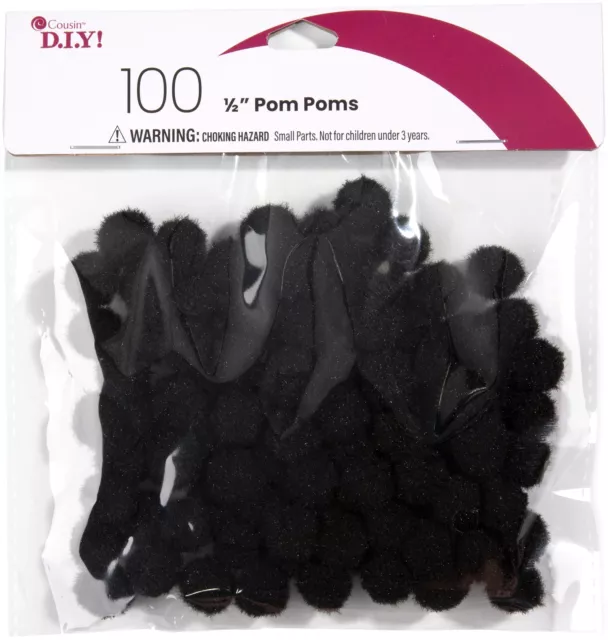 Pom-Poms .5" 100/Pkg Black