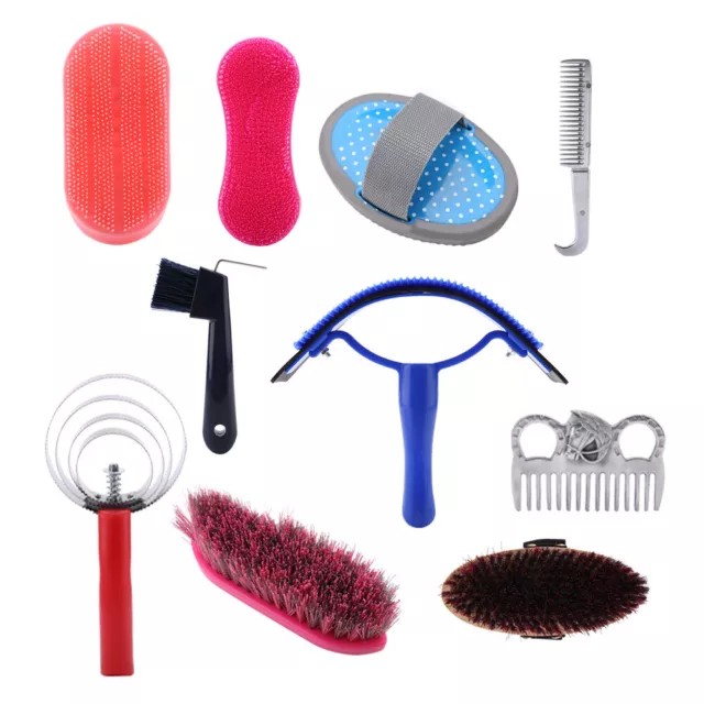 Horse Grooming Kits 10Pcs Horse Grooming Care Kit Equestrian Brush + Curry Comb