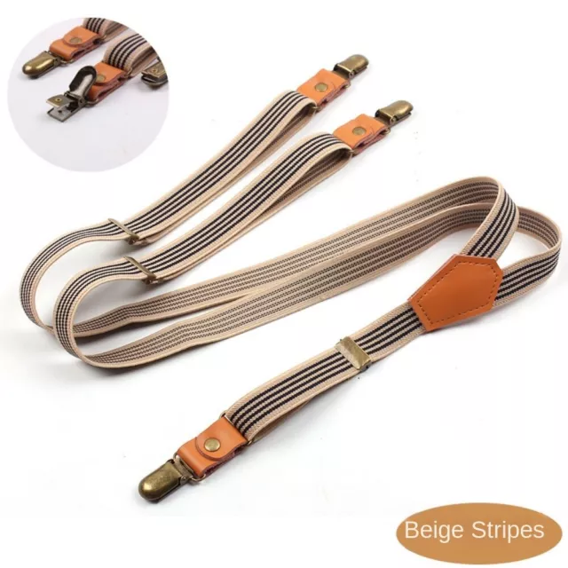 Leather Elastic Drawstring Adjustable Suspender Pans Strap  Men and Women