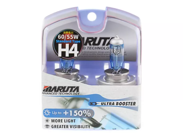 MARUTA ULTRA BOOSTER H4 60/55W +150% Helligkeit, Halogenlampe für Scheinwerfer, 2