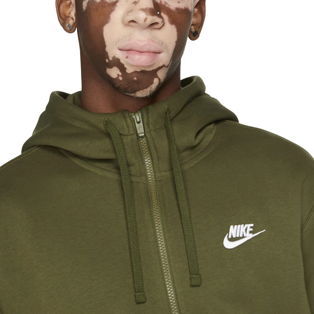 Nike Felpa da Uomo con Cappuccio e Full Zip Club Fleece Verde Taglia M Cod BV... 3