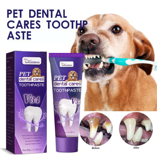 Pet Dog Toothpaste V34 Toothpaste Pet Cleaning Dental Stain Repair Teeth Clean *