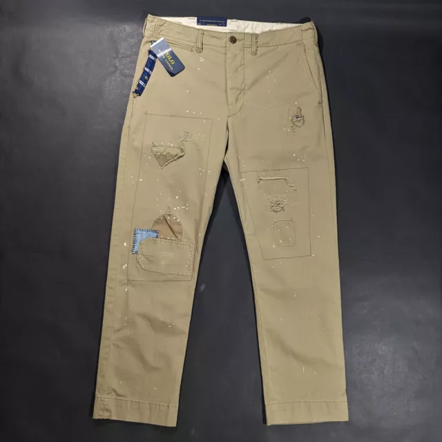 Polo Ralph Lauren Distressed Patchwork Relaxed Fit Chino Pants Size 35x32