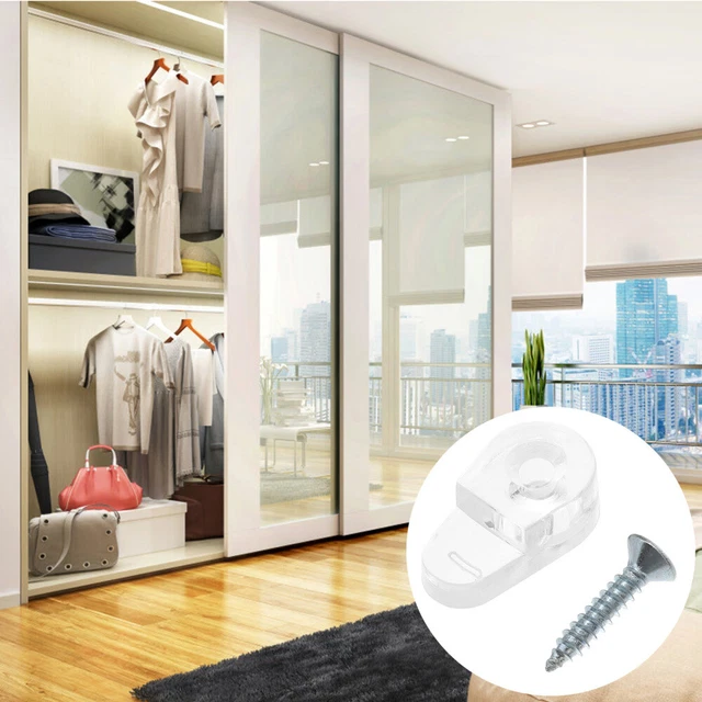 50 Pezzi Clip Fermavetro Trasparenti Con Viti Per Mensole, Fissaggio Per Vetro Spesso 4 Mm, Supporti Per Armadi E Schermi - 2