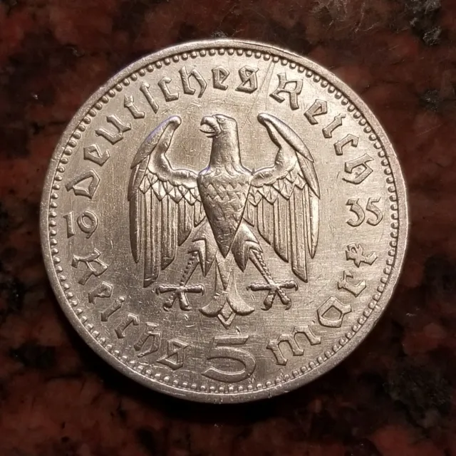 1935-F Germany 5 Reichsmark Coin .900 Silver - High Grade - #B0926